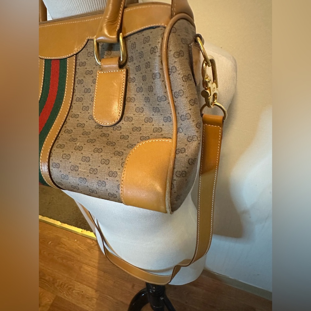 Vintage Gucci Micro GG Web Boston Bag w/ Strap - Picture 7 of 16
